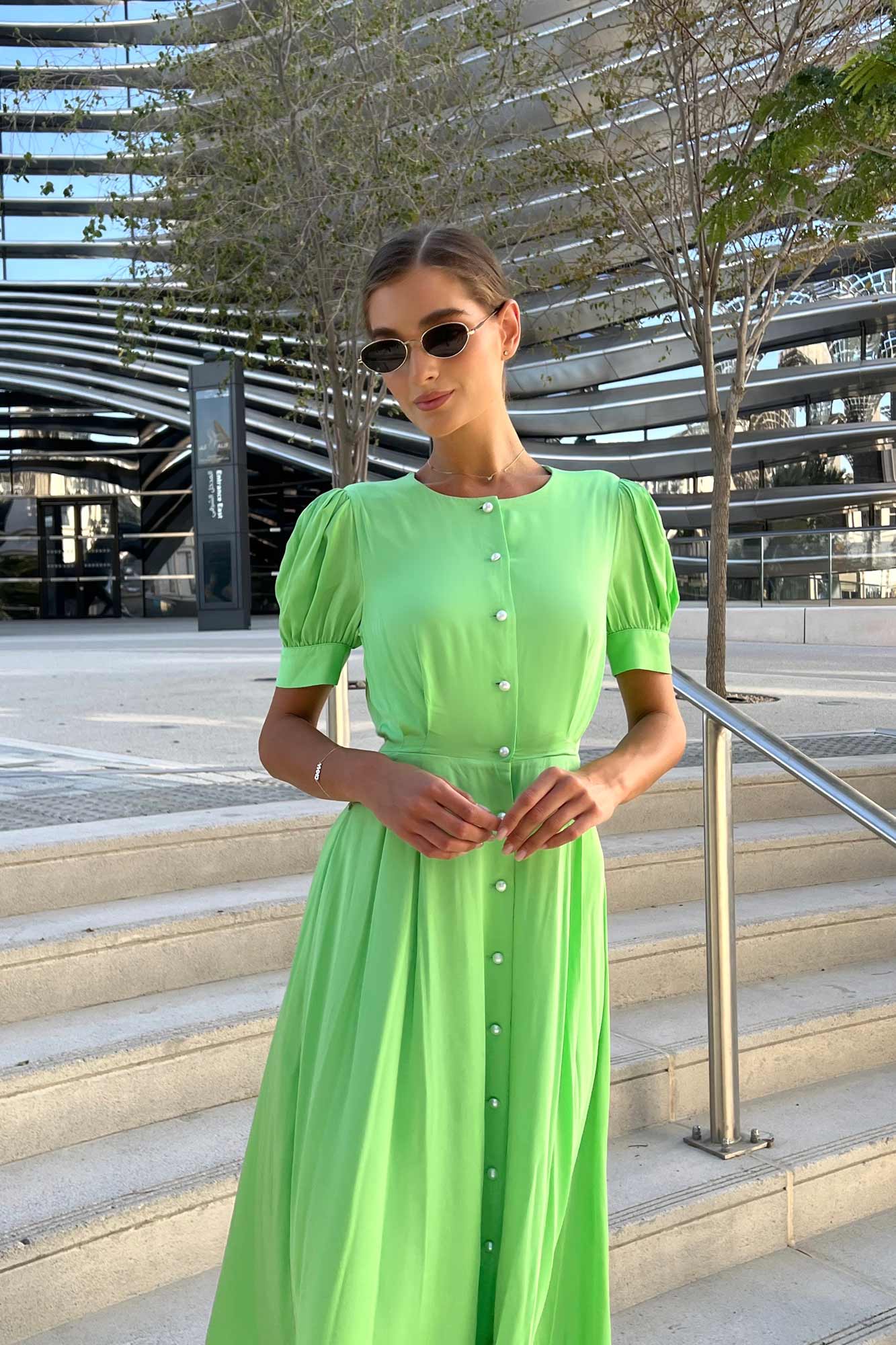 Button Front Midi Dress