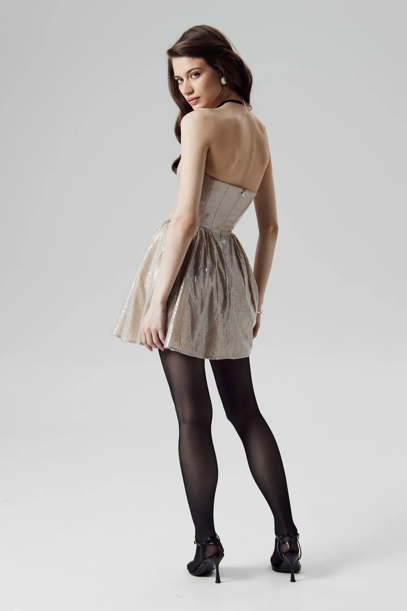 Textured Corset Sequin Mini Dress