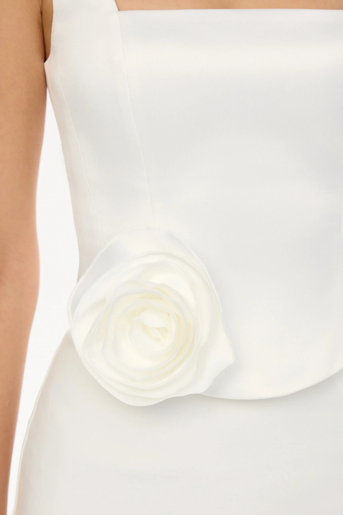 Satin Square Neck Top with removable rose
