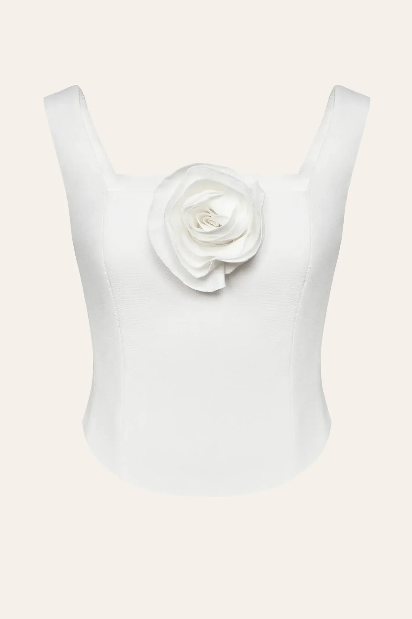 Satin Square Neck Top with removable rose