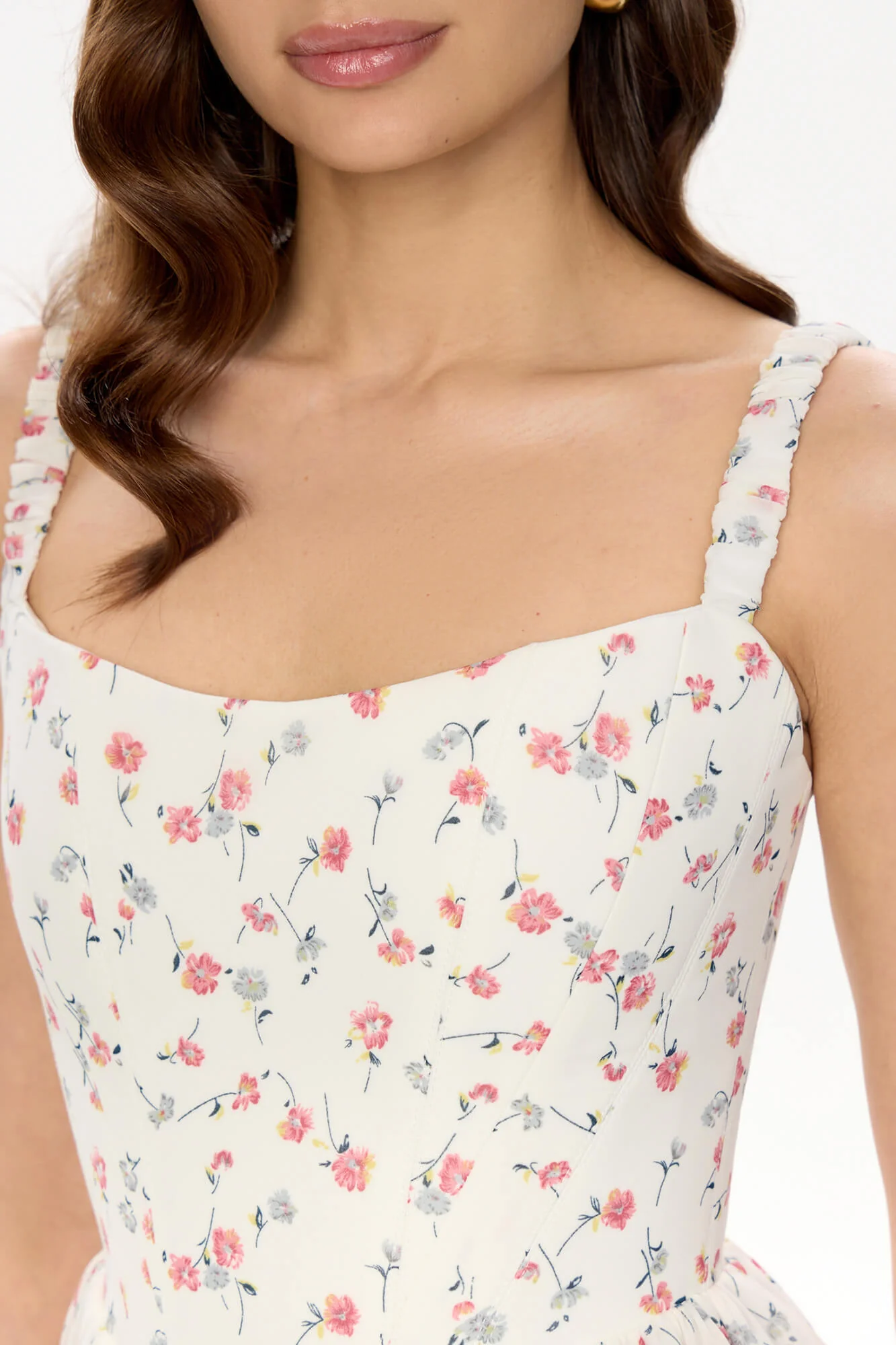 Strap Midi Dress with Corset-Style Bodice