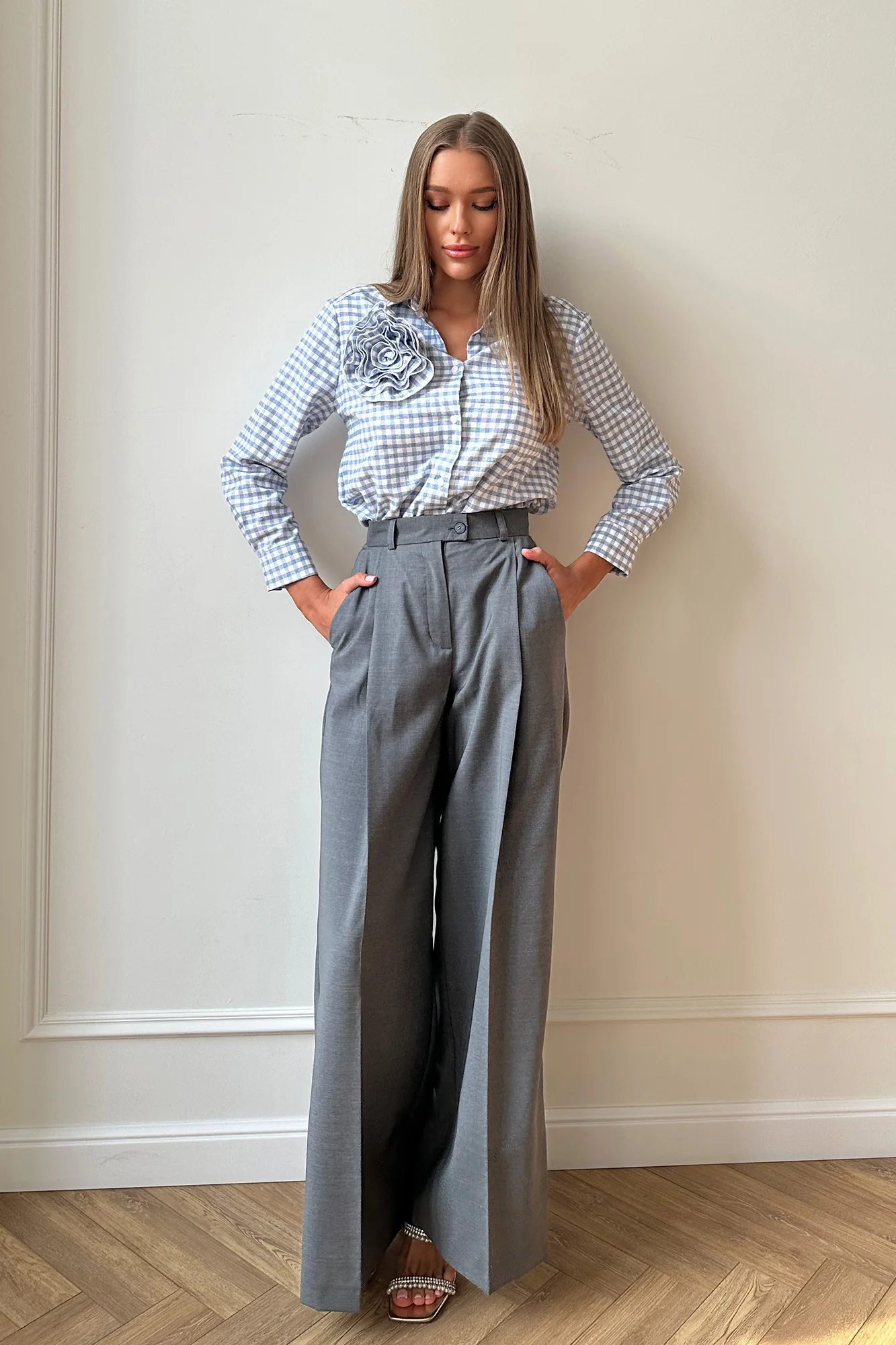 Pleated Wide Leg Trousers