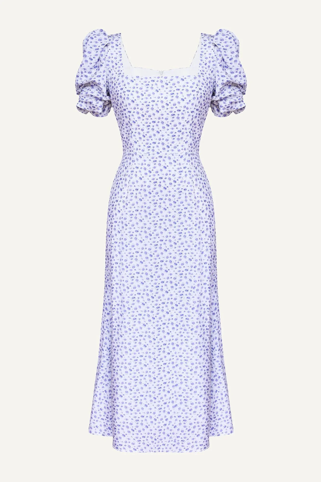 Godet Silhouette Square Neck Midi Dress