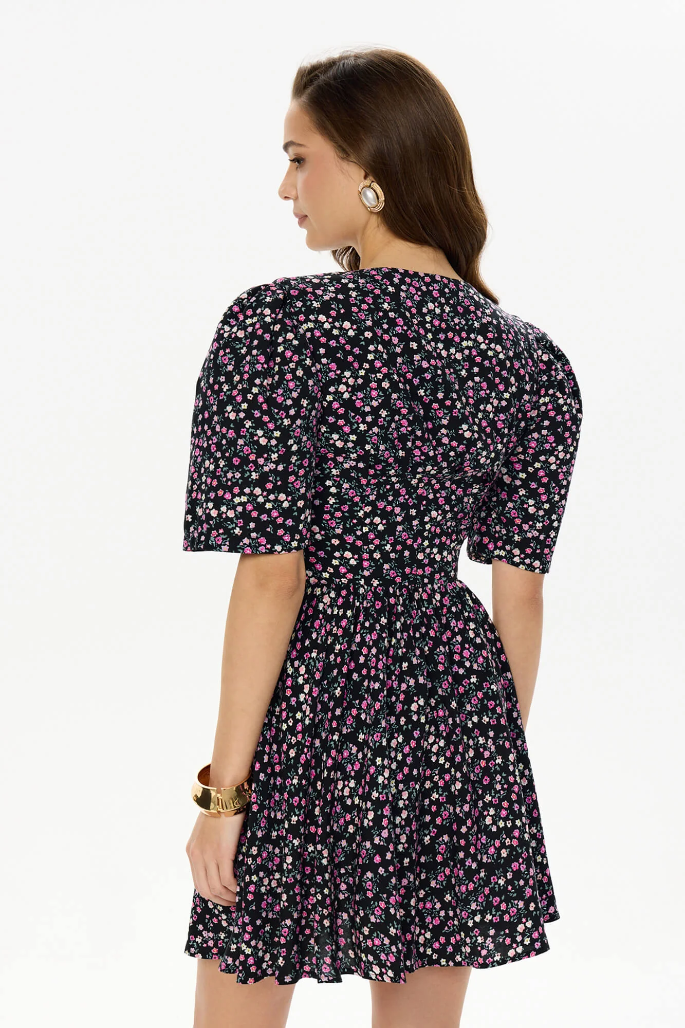 Short Sleeve Buttoned Mini Dress