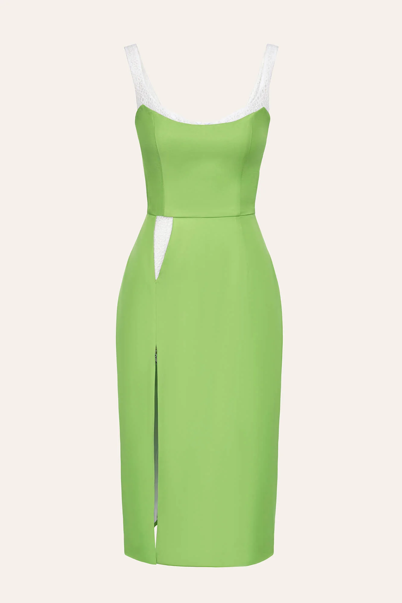 Slit Lace Insert Midi Dress