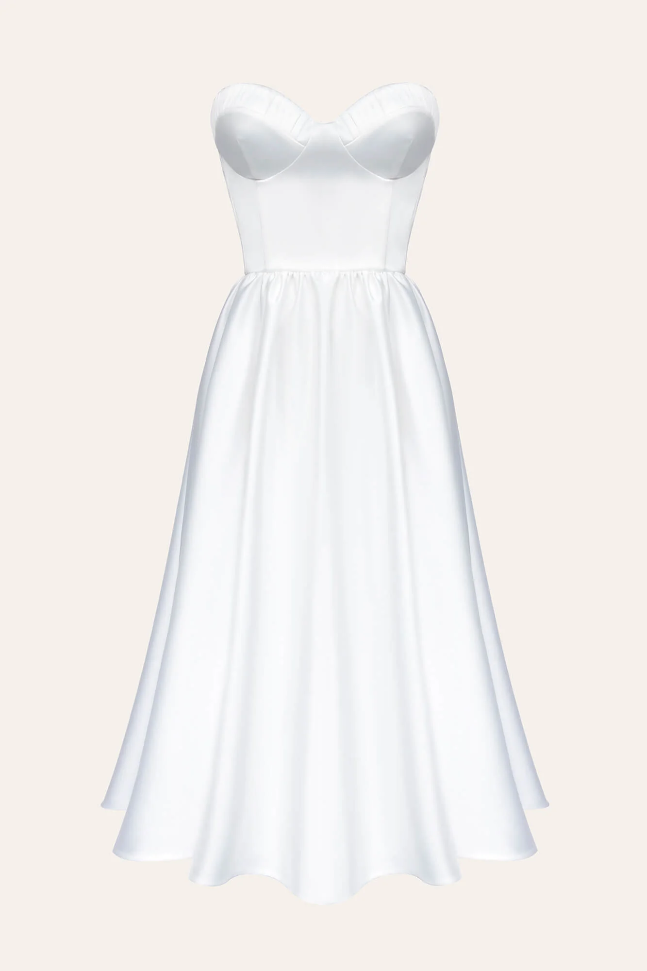 Bustier Pleated Bust Cups Midi Dress