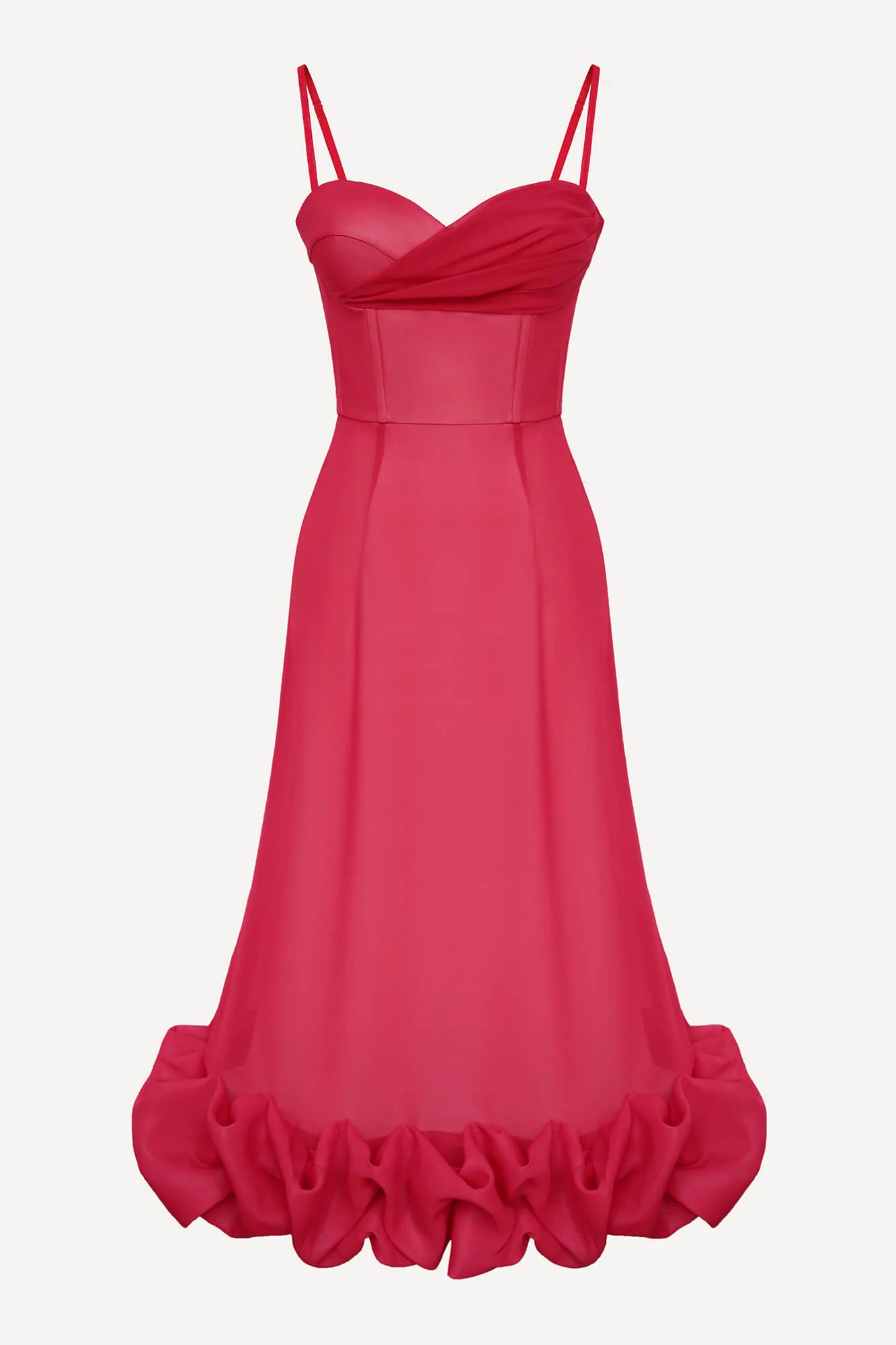 Draped Bodice Bottom Flounced Bustier Dress