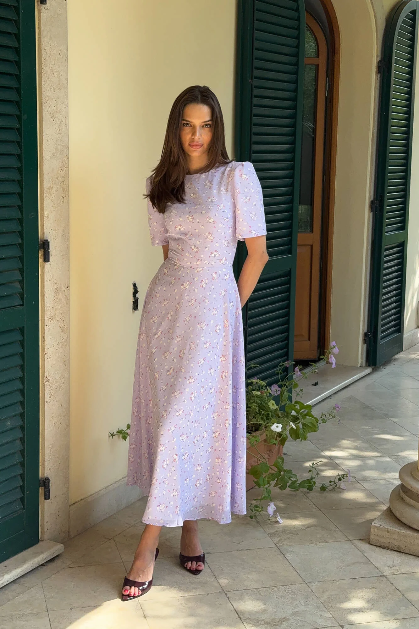 Short Sleeve Floral Midi Dress