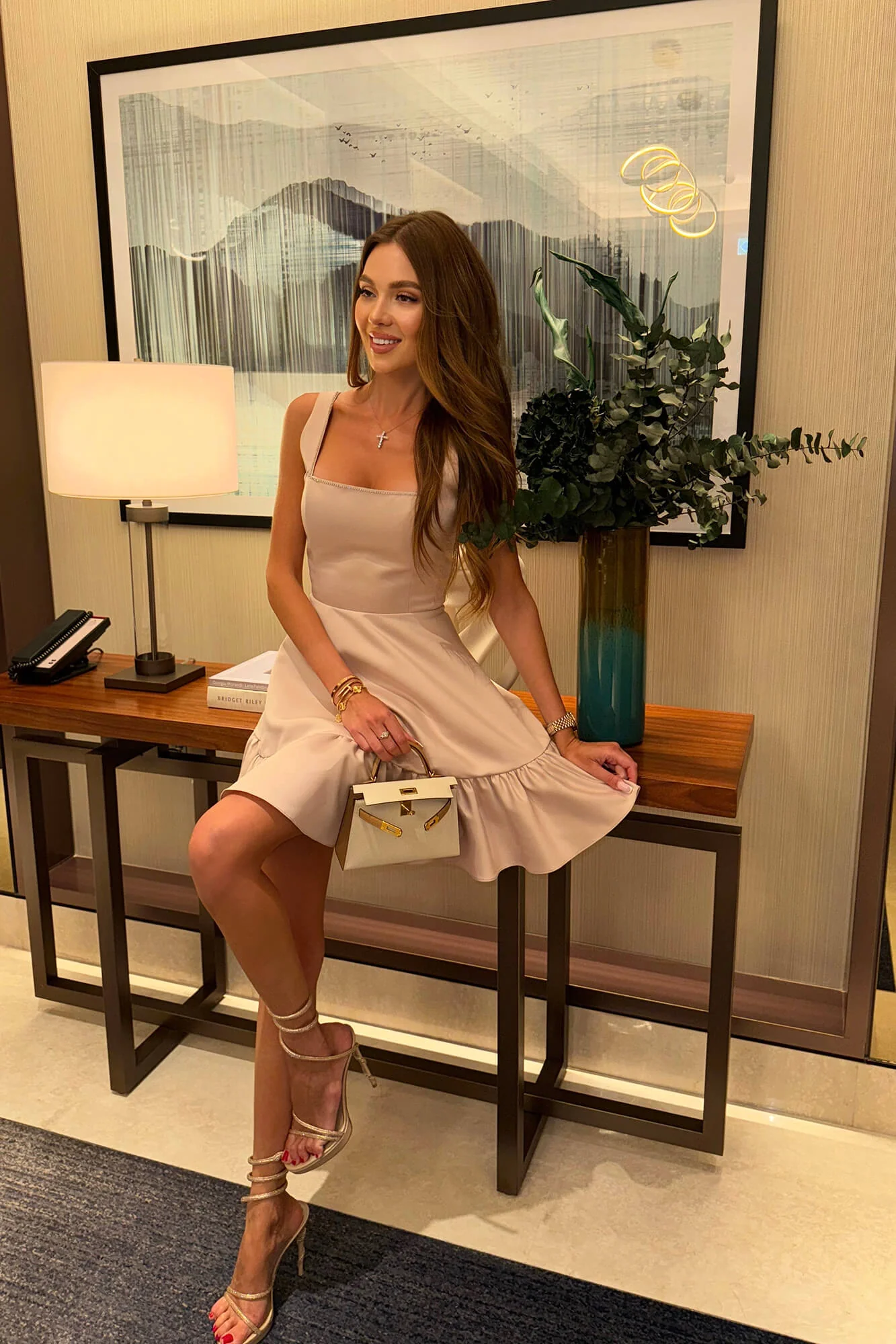 Bottom Flounced Strap Mini Dress