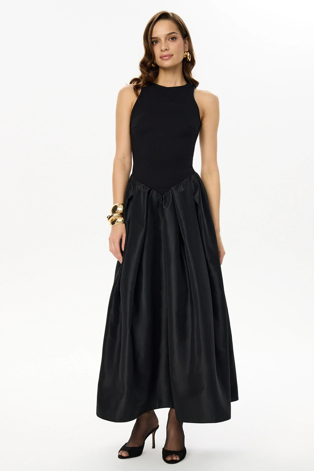 Midi Dress With Puffy Skirt