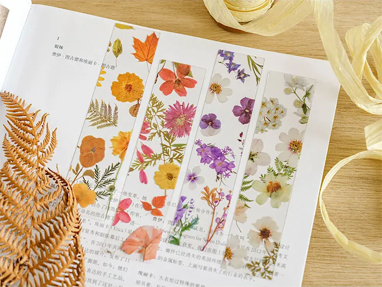 Pressed Flower Transparent Bookmarks - Set of 5