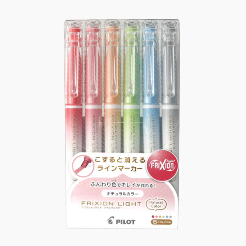 Pilot Frixion Light Natural Color Erasable Highlighters - 6 Color Set - NEW COLORS