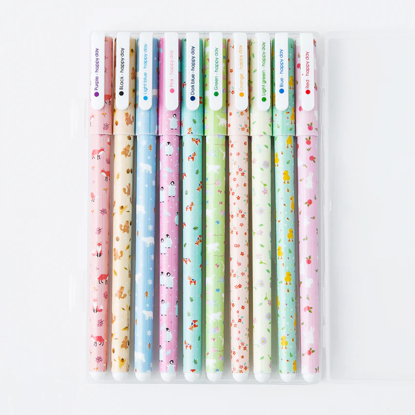 Kawaii Animal Gel Pen - 10 Color Set