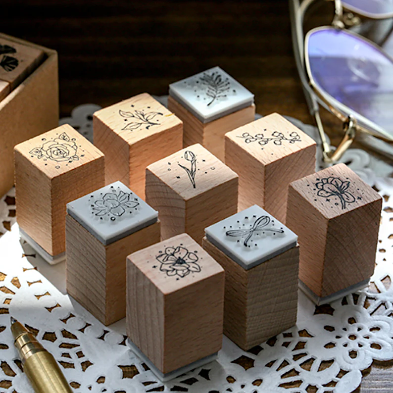 Floral Wooden Stamp Set