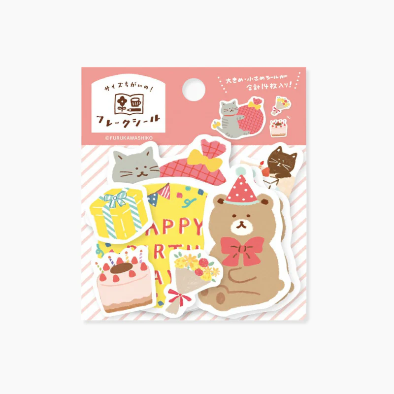 Furukawashiko Flake Stickers - Happy Birthday