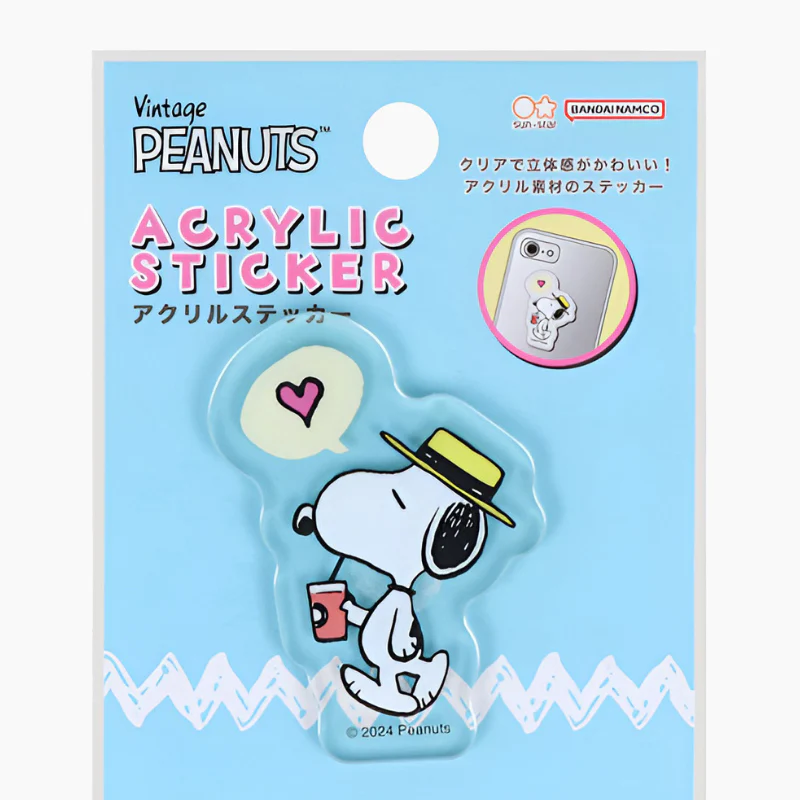 Sun-Star Peanuts Acrylic Phone Sticker - Blue - Limited Edition