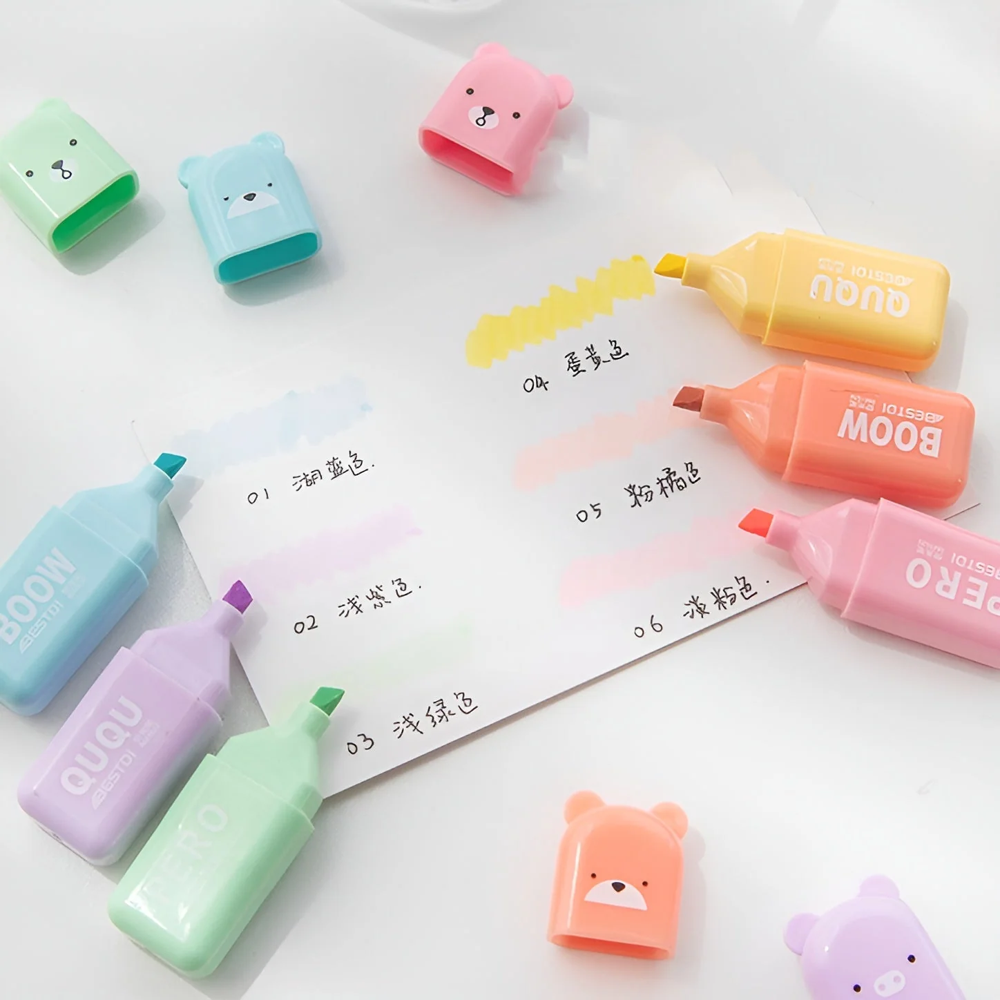 Mini Cartoon Animal Highlighters - Set of 6