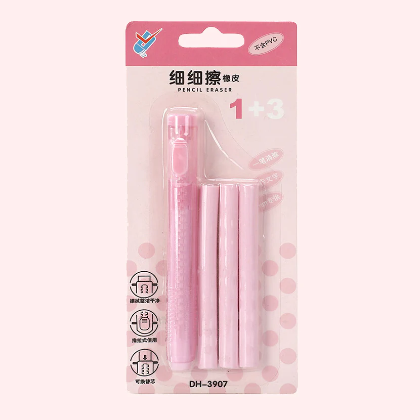 Pastel Pop Pen-Style Click Erasers - With 3 Bonus Refills