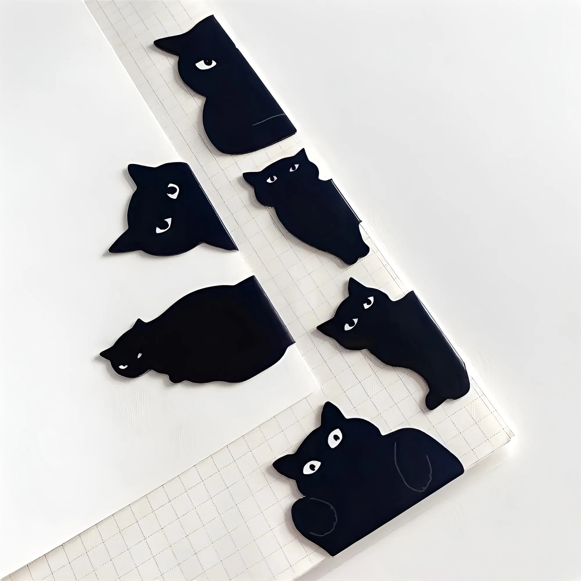 Black Cat Magnetic Bookmark - Set of 6