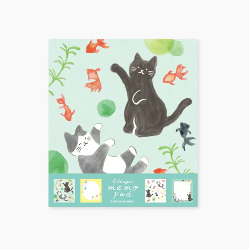 Furukawashiko 4 Designs Memo Pad - Limited Summer Edition - Cat & Koi Fish