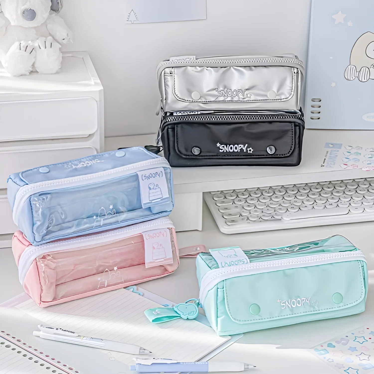 Peanuts Snoopy Large Pencil Case - Limited Rosy Posy Edition