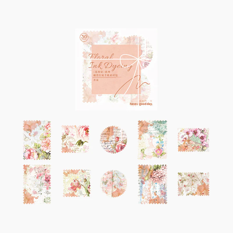 Floral Ink Scrapbooking Stickers