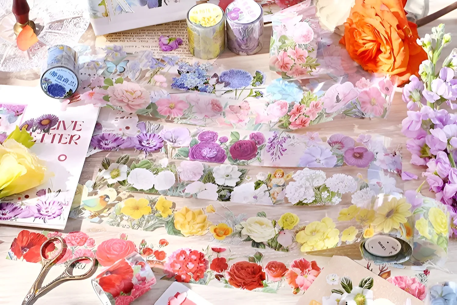 Flower Garden Clear Masking Tapes