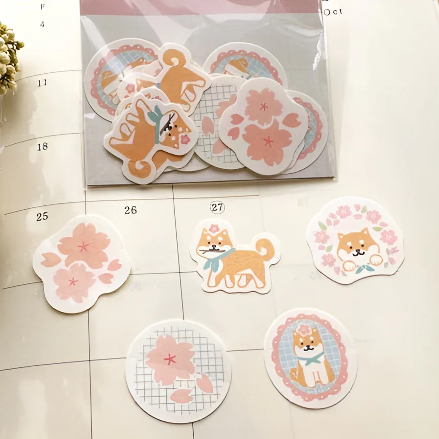 Furukawashiko Flake Stickers - Springtime Shiba
