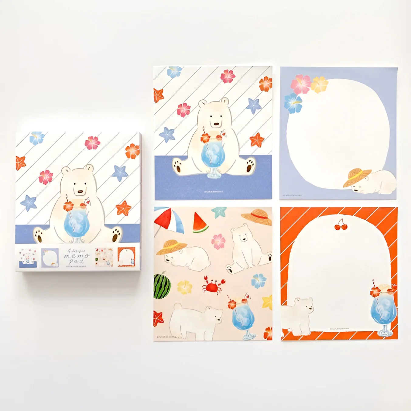 Furukawashiko 4 Designs Memo Pad - Limited Summer Edition - Lemonade Polar Bear