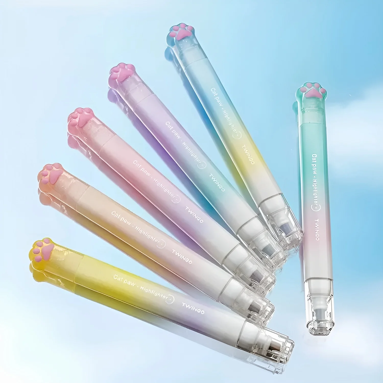Cat Paw Twin Color Highlighters - Set of 6