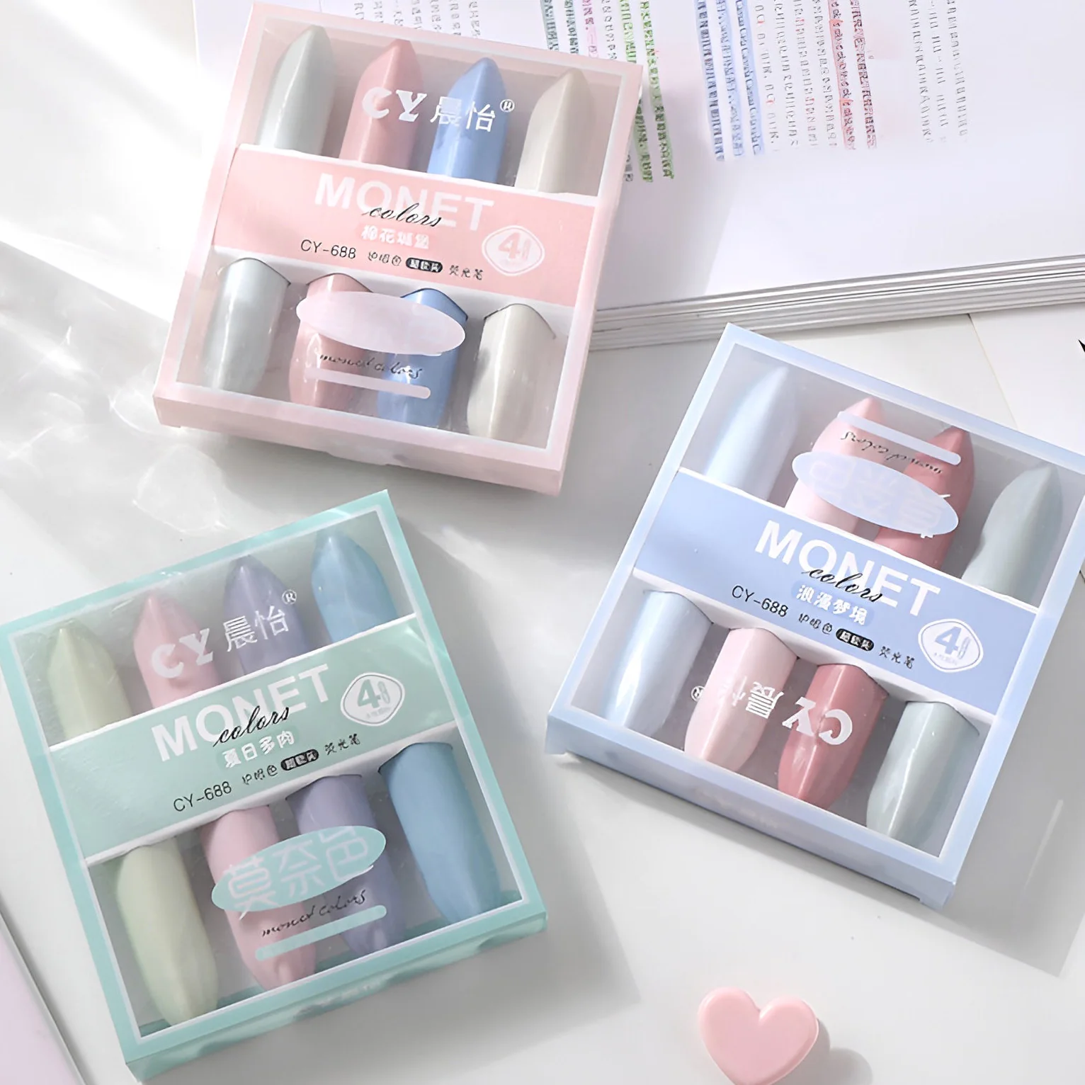 Monet Colors Aesthetic Highlighters - Set of 4