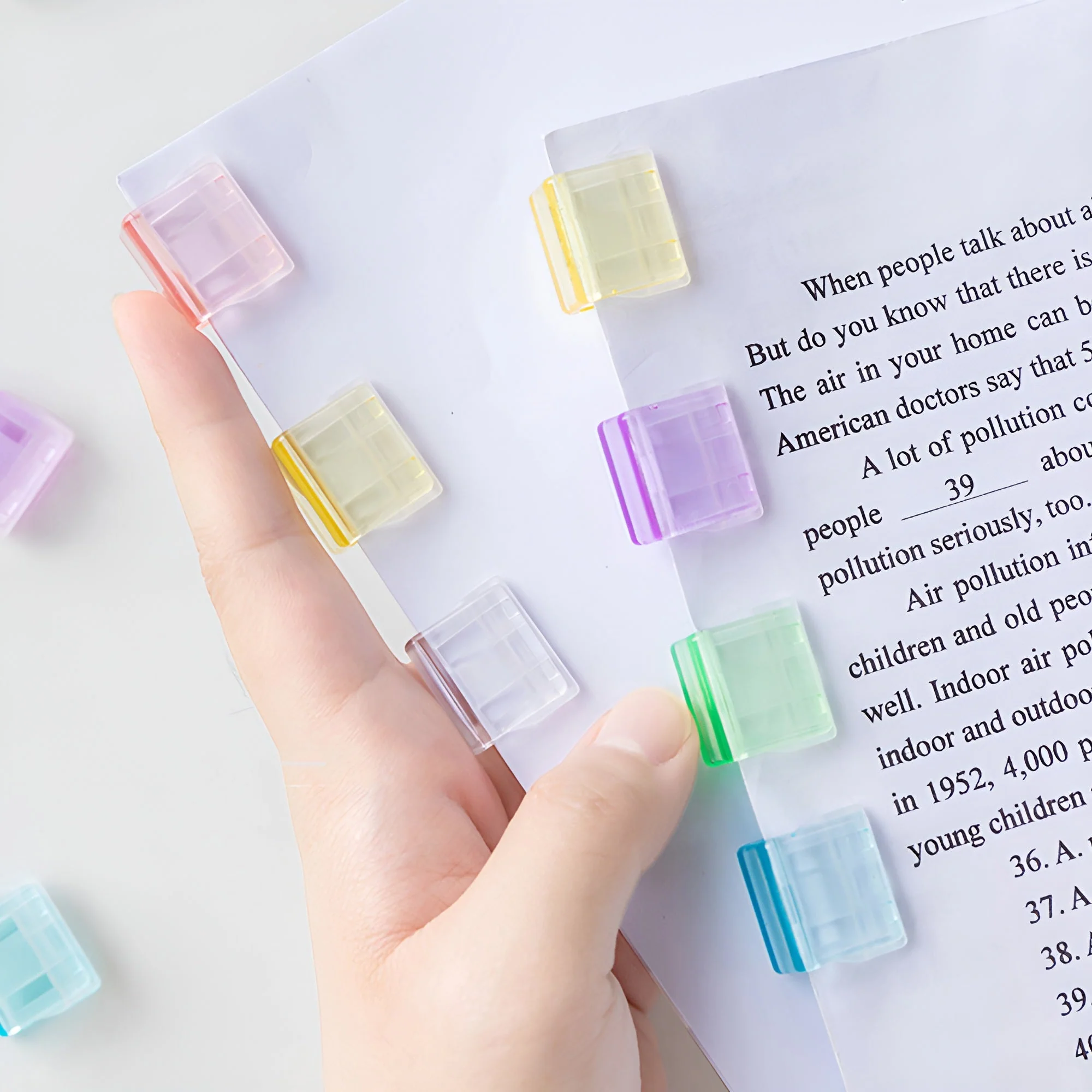 Mini Colorful Transparent Paper Clips - Set of 5