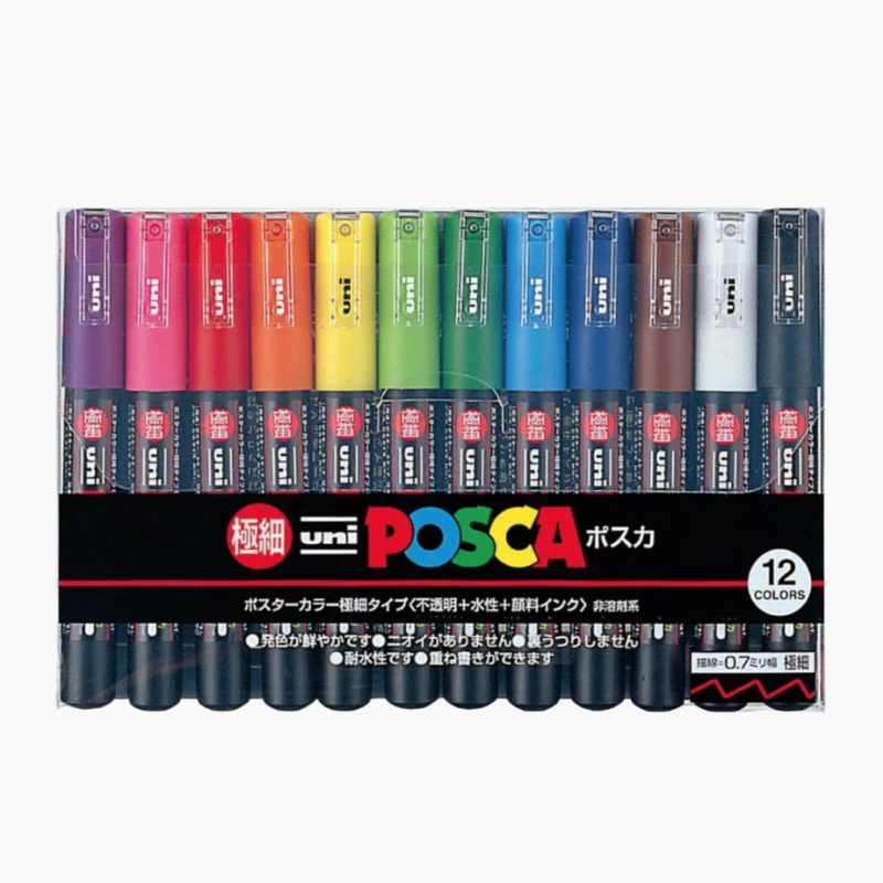 Uni Posca Paint Marker - Extra Fine Point - 12 Color Set