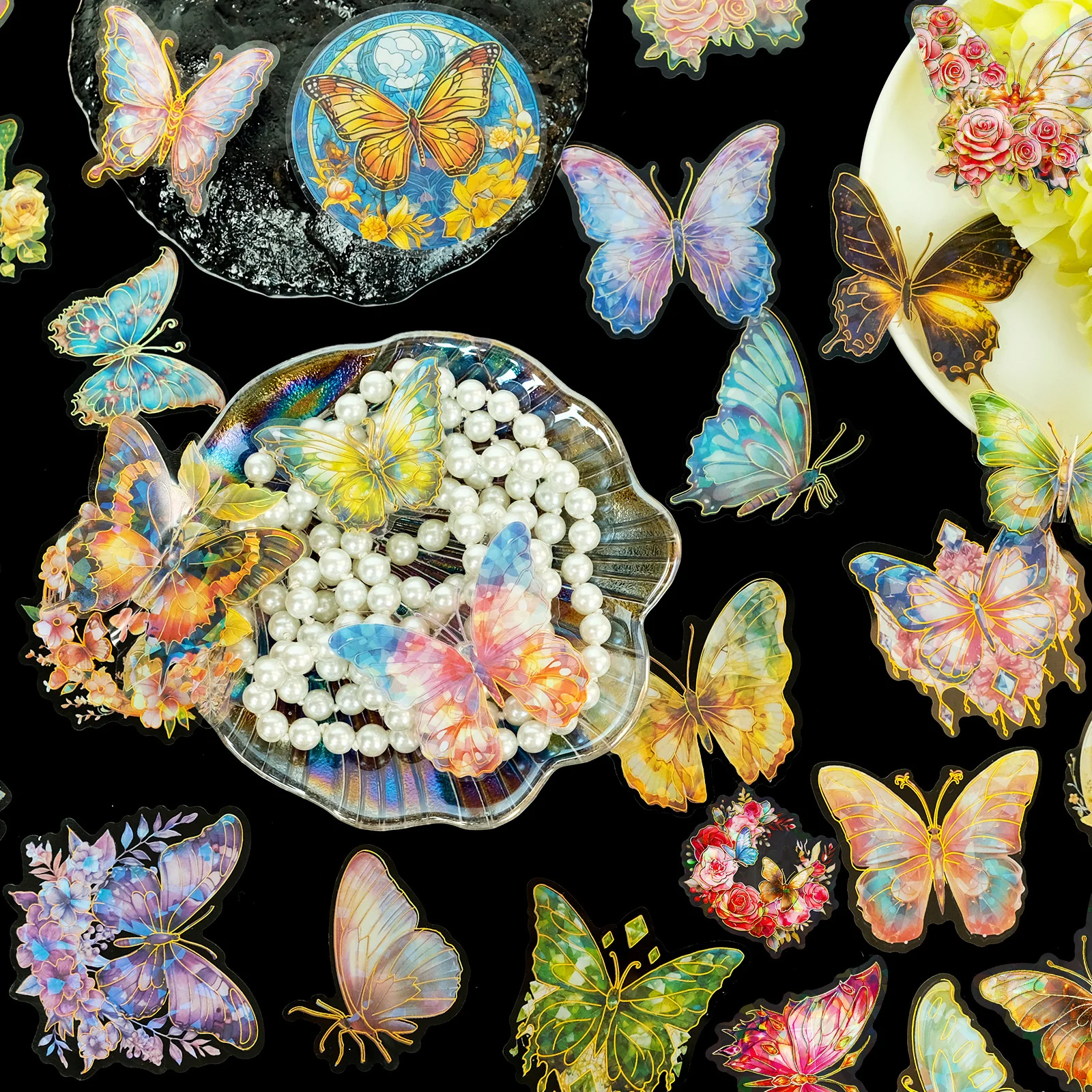 Prismatic Butterflies Holo Stickers