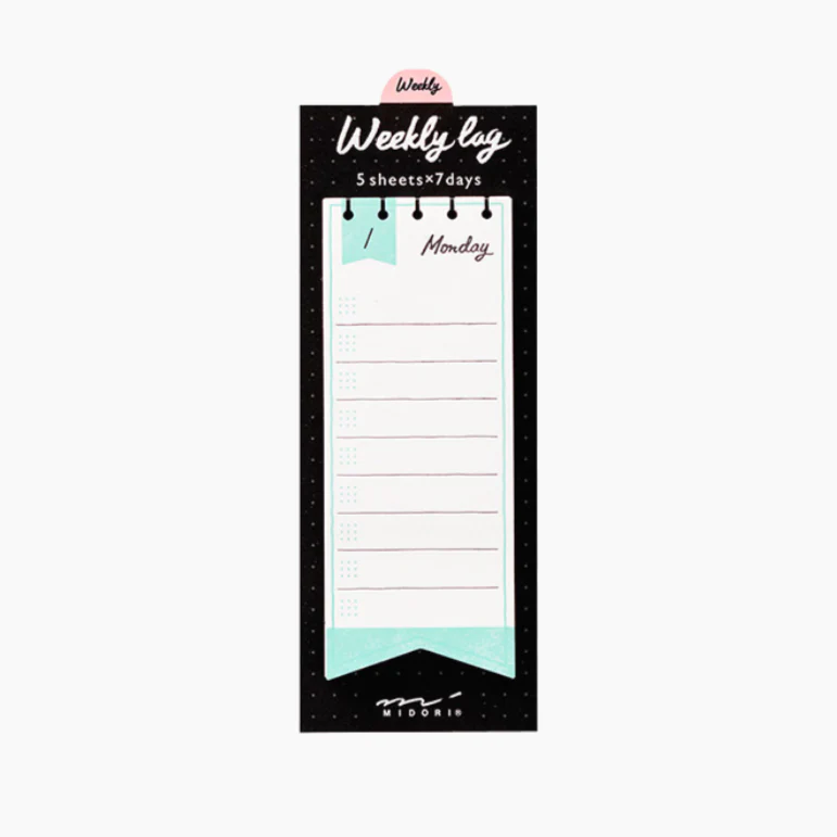 Midori Journal Weekly Log Sticky Notes - Ribbon