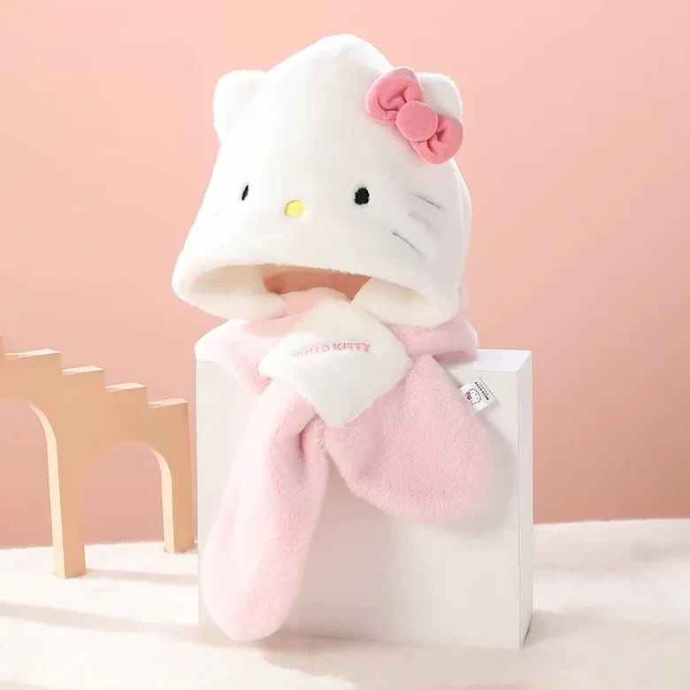 Sanrio Plush Hooded Scarf with Ears - Hello Kitty