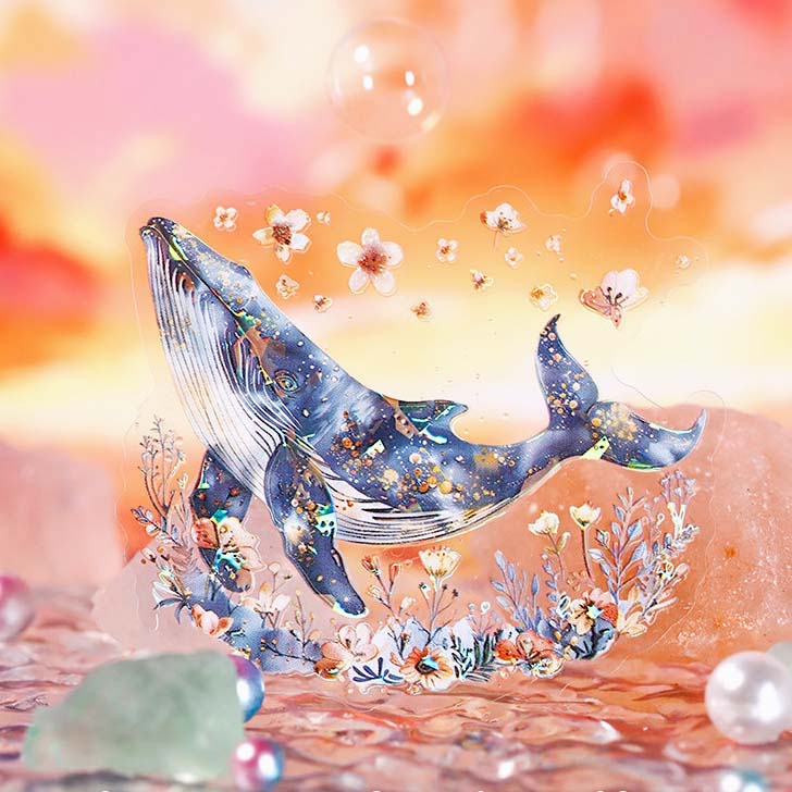 Deep Ocean Holo Whale Stickers - Limited Edition