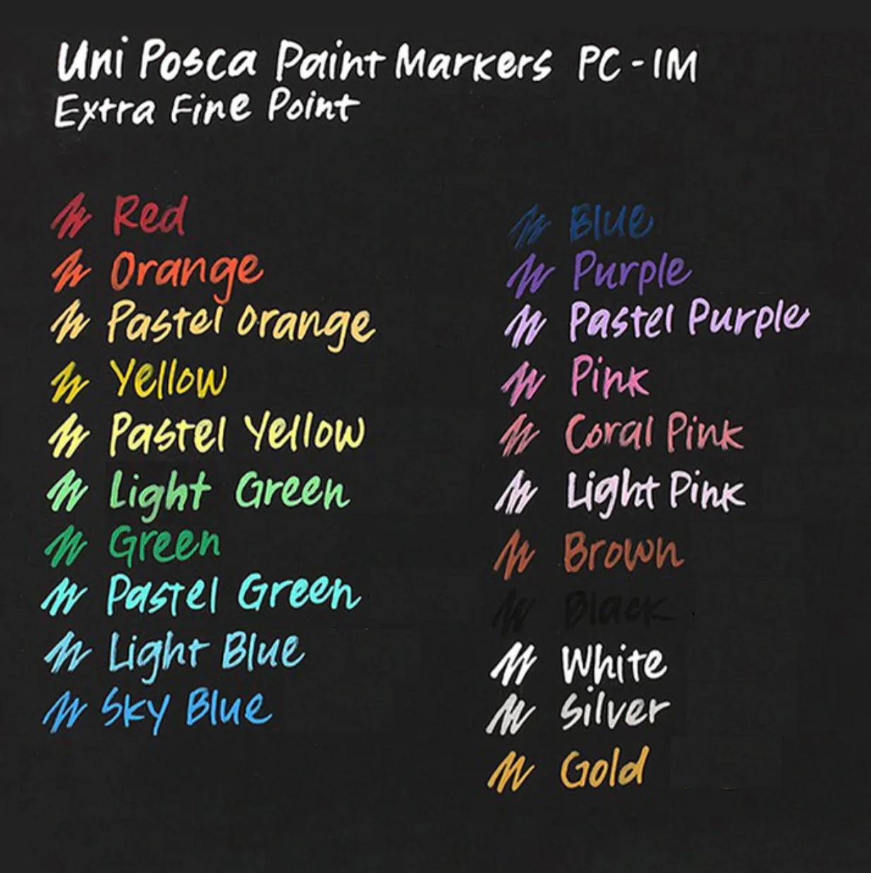 Uni Posca Paint Marker - Extra Fine Point - 12 Color Set