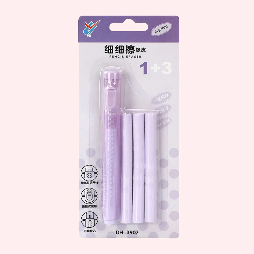 Pastel Pop Pen-Style Click Erasers - With 3 Bonus Refills