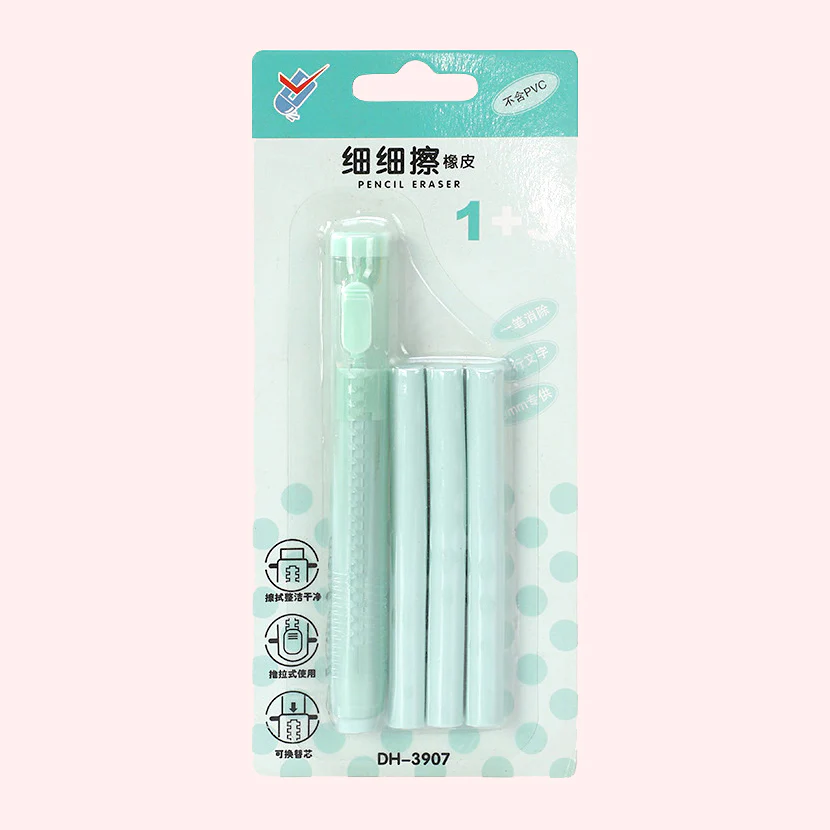 Pastel Pop Pen-Style Click Erasers - With 3 Bonus Refills