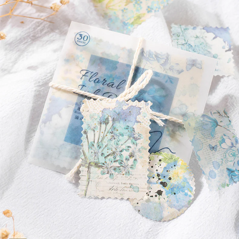 Floral Ink Scrapbooking Stickers