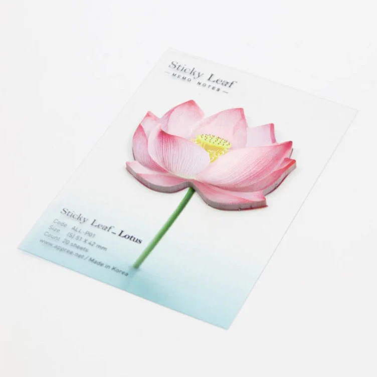 Appree Leaf Sticky Memo Notes - Pink Lotus