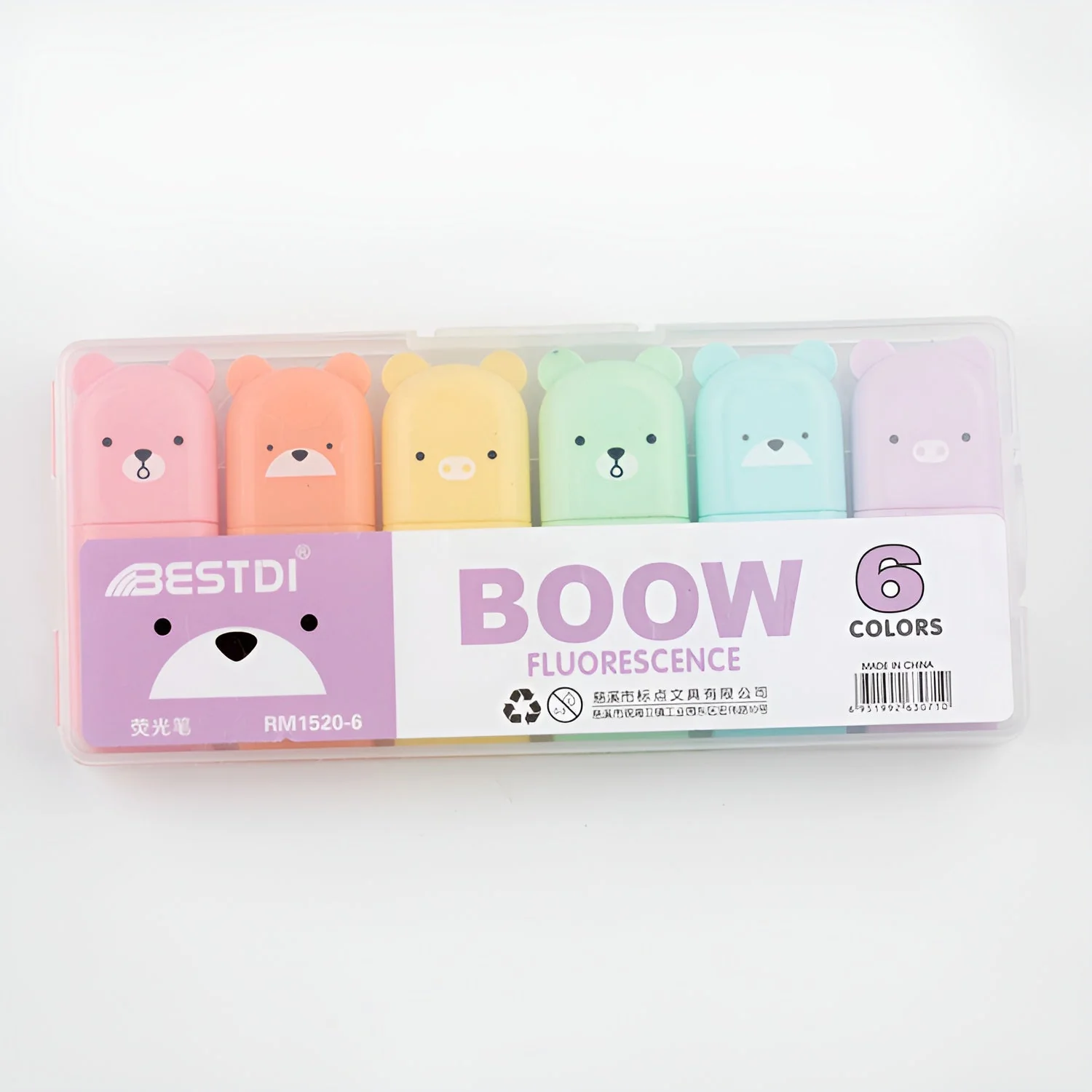 Mini Cartoon Animal Highlighters - Set of 6