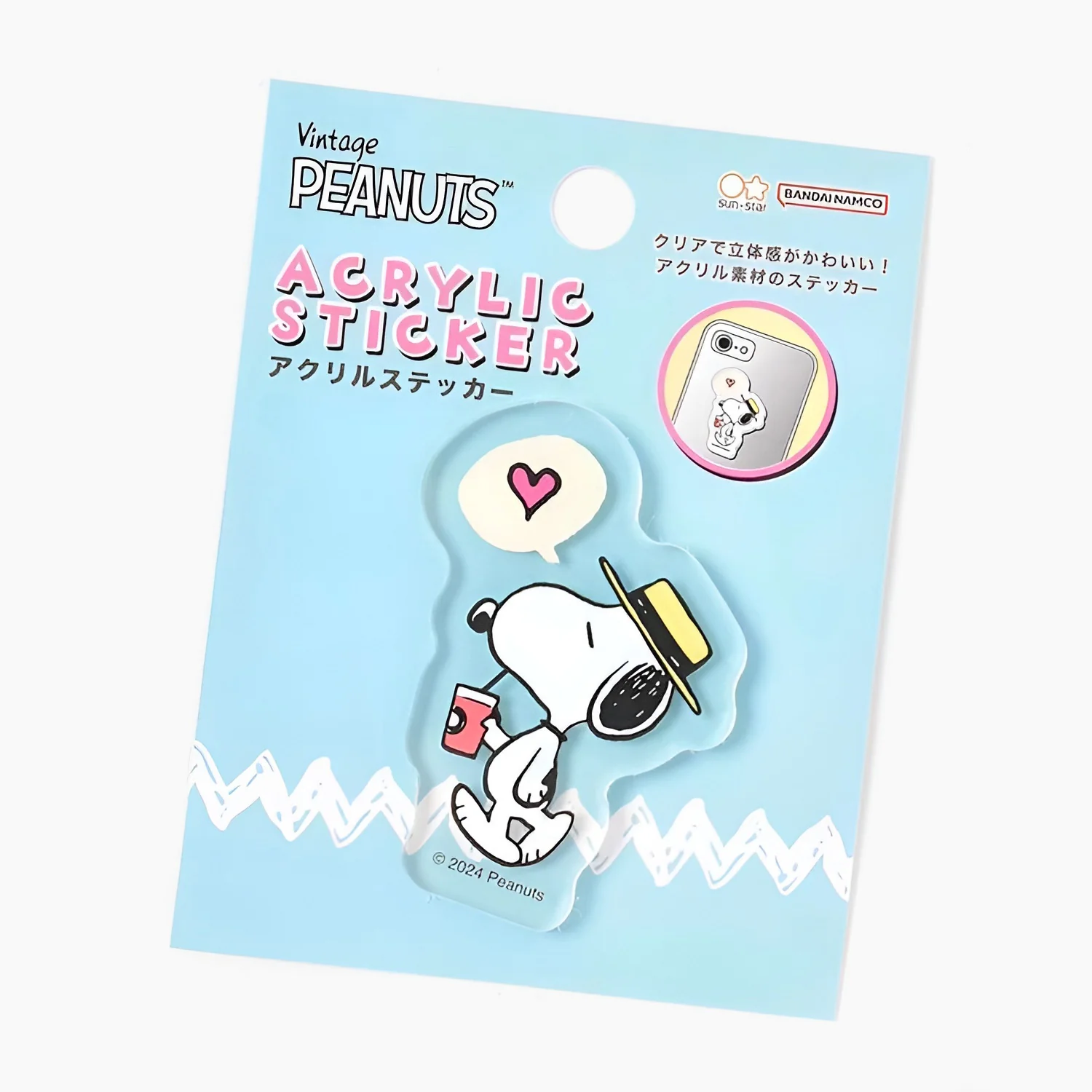 Sun-Star Peanuts Acrylic Phone Sticker - Blue - Limited Edition