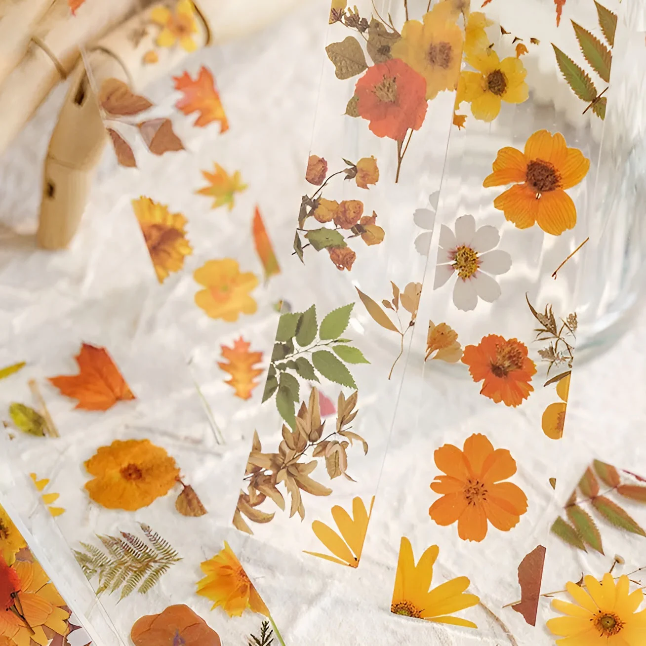 Pressed Flower Transparent Bookmarks - Set of 5