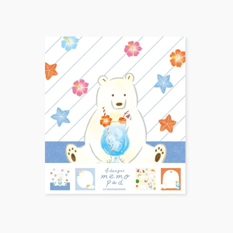 Furukawashiko 4 Designs Memo Pad - Limited Summer Edition - Lemonade Polar Bear