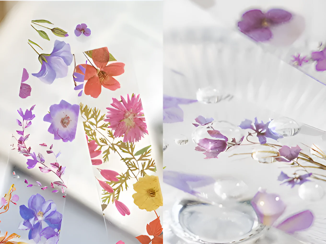 Pressed Flower Transparent Bookmarks - Set of 5