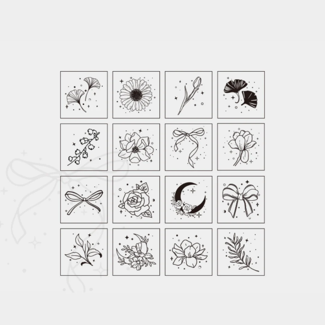 Floral Wooden Stamp Set