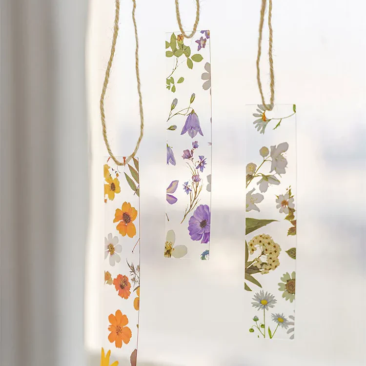 Pressed Flower Transparent Bookmarks - Set of 5