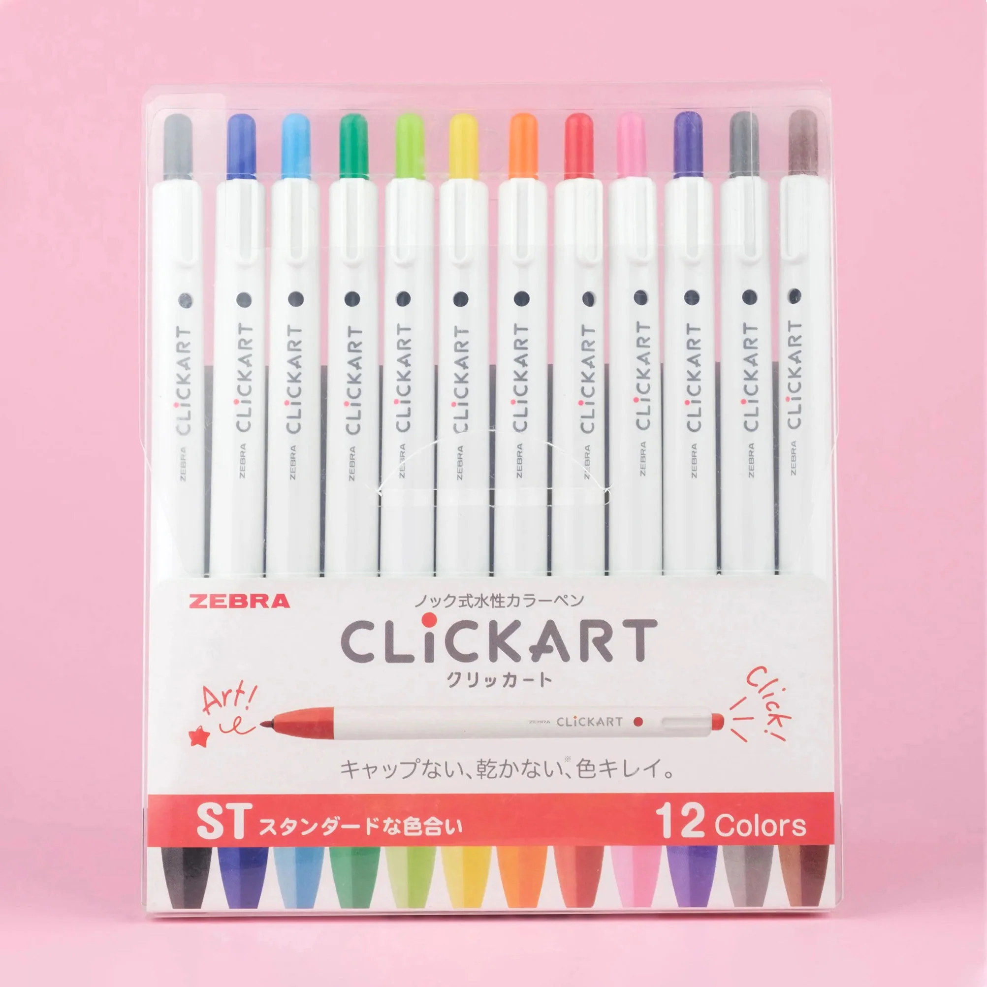 Zebra Clickart Knock Sign Pen 12 Color Set - Standard